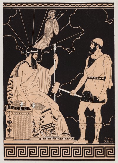 Athéné születése (színes litográfia) alkotó: Joseph Kuhn-Regnier
