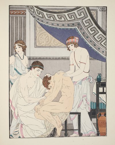 Kiropraktikai beállítás, illusztráció a "Hippokratész művei"-ből, 1934 alkotó: Joseph Kuhn Regnier