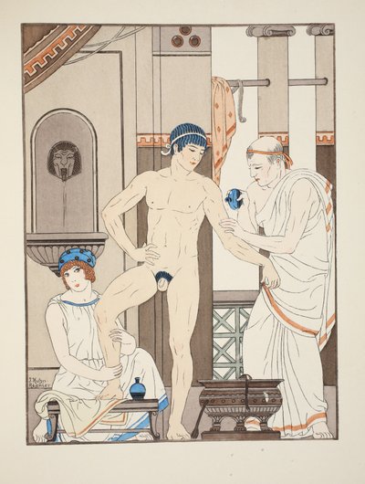 Masszázs, illusztráció a Hippokratész műveiből, 1934 alkotó: Joseph Kuhn Regnier