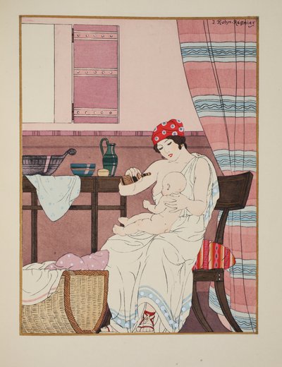 Csecsemők szoptatása, illusztráció a Hippokratész műveiből, 1934 alkotó: Joseph Kuhn Regnier