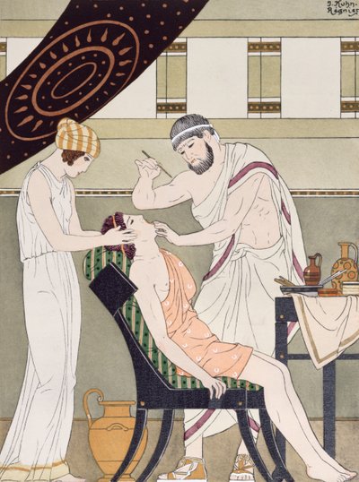 A fogorvos, illusztráció a Hippokratész teljes műveiből, 1932 alkotó: Joseph Kuhn Regnier
