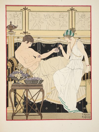 Legkevésbé szőlővel és fügével lakmároztunk, illusztráció a "Hippokratész műveiből", 1934. alkotó: Joseph Kuhn Regnier