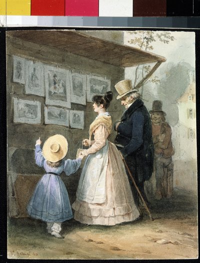 "A metszetek eladójánál" (A metszetek eladójánál) Hippolyte Bellange akvarellje (1800-1866) 1831 Ermitázs Múzeum, Szentpétervár (Szentpétervár) alkotó: Joseph Louis Hippolyte Bellange