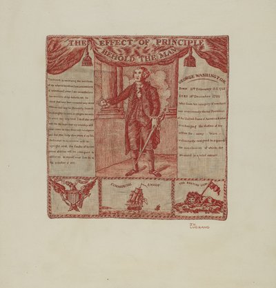 George Washington nyomtatott textíliája, c. 1939. alkotó: Joseph Lubrano