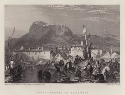 Korinthosz, Kenkries kikötője (színes litó) alkotó: Joseph Mallord William (after) Turner