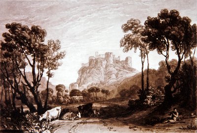 F.8.I A kastély a rétek felett, a „Liber Studiorum”-ból, vésette Charles Turner alkotó: Joseph Mallord William (after) Turner