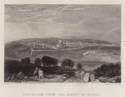 Jeruzsálem az Olajfák hegyéről (színes litho) alkotó: Joseph Mallord William (after) Turner