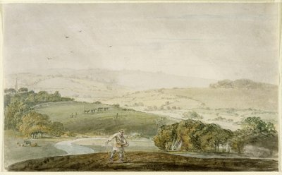 Vetődő gazda, mögötte folyóvölgy és dombvidék, 1795 körül alkotó: Joseph Mallord William Turner