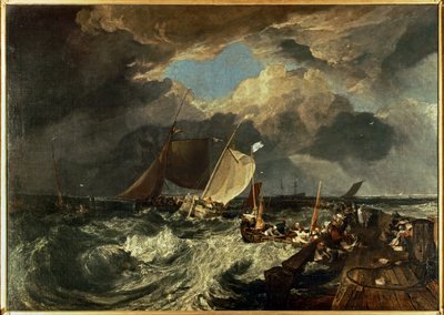Calais-i móló, francia halászok készülnek a tengerre: (festmény, vászon) alkotó: Joseph Mallord William Turner