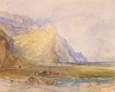 Domleschg-völgy, délkeletre nézve, a Schloss Ortenstein felé, 1853 körül (akvarell papíron) alkotó: Joseph Mallord William Turner