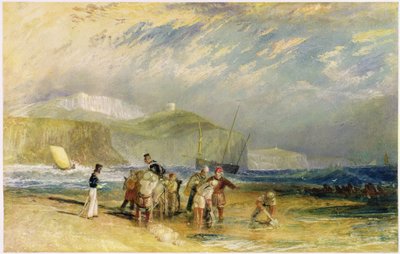 Folkestone kikötője és partja Devonig, 1830 körül (wc és gouache papíron) alkotó: Joseph Mallord William Turner