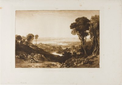 Severn és Wye csomópontja, 28-as lemez a Liber Studiorumtól alkotó: Joseph Mallord William Turner