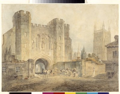 Edgar király kapuja, Worcester (akvarell ceruzával, fehér papíron) alkotó: Joseph Mallord William Turner