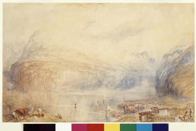 Luzerni-tó Brunnentől (akvarell és gouache fehér papíron) alkotó: Joseph Mallord William Turner