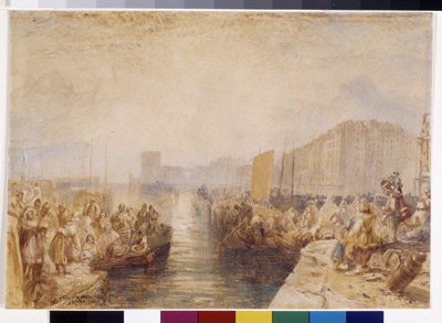 Le Havre: Naplemente (akvarell tollal és piros tintával erősített fehér papíron) alkotó: Joseph Mallord William Turner