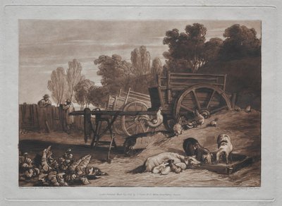 Liber Studiorum: A tanyaudvar a kakassal. alkotó: Joseph Mallord William Turner