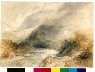 Llanthony Abbey, Monmouthshire (akvarell ceruzával, fehér papíron) alkotó: Joseph Mallord William Turner