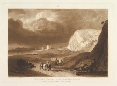 Martello Towers Bexhill közelében, Sussex Liber Studiorum, VII. rész, 34. tábla, 1811. június. alkotó: Joseph Mallord William Turner
