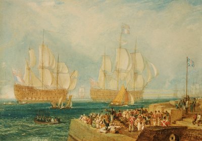 Plymouth kikötője: Vontatás a francia díjakban alkotó: Joseph Mallord William Turner