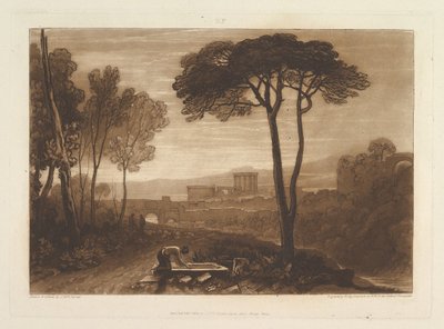 Jelenet a Campagna Liber Studiorumban, VIII. rész, 38. lemez, 1812. február 1. alkotó: Joseph Mallord William Turner