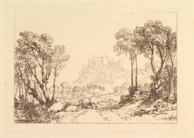 A kastély a Meadows Liber Studiorum felett, II. rész, 8. tábla, 1808. alkotó: Joseph Mallord William Turner