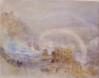 A Rajna vízesése Schaffhausenben (ceruza, piros tinta és WC papíron) alkotó: Joseph Mallord William Turner