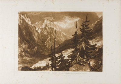 Az Arveron forrása, 60. lemez a Liber Studiorumtól alkotó: Joseph Mallord William Turner