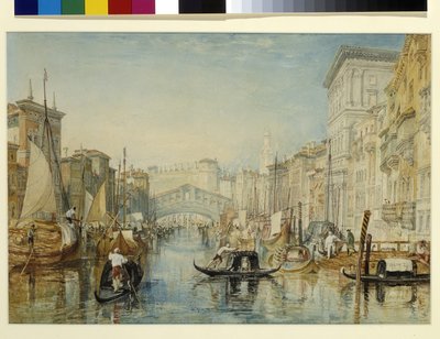 Velence, Rialto (akvarell ceruzával, fehér papíron) alkotó: Joseph Mallord William Turner
