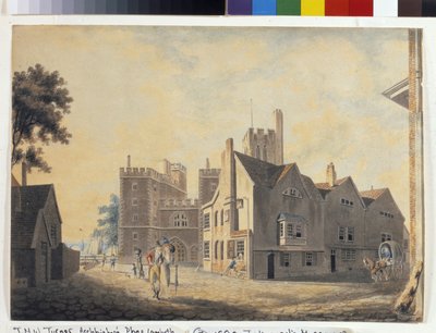 Kilátás az érseki palotára, Lambeth (akvarell fehér papíron) alkotó: Joseph Mallord William Turner