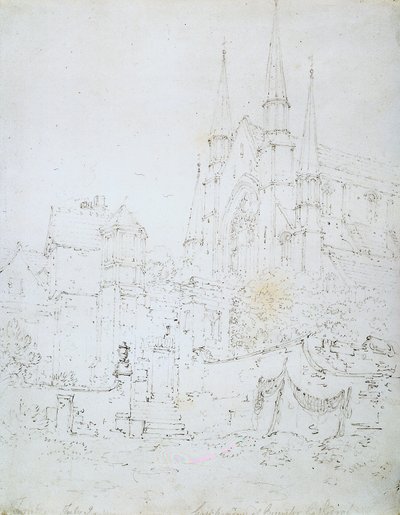 West Window, Worcester katedrális (ceruza fehér papíron) alkotó: Joseph Mallord William Turner