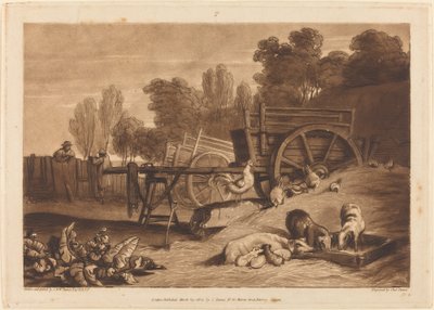 A Farm-udvar a kakassal alkotó: Joseph Mallord William Turner and Charles Turner