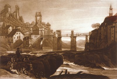 F.31.I Lauffenbourgh a Rajnánál, a Liber Studiorumból, T. Hodgetts metszete, 1811 alkotó: after Joseph Mallord William Turner