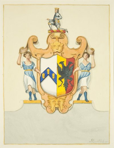 Newton püspök karjai a bristoli katedrálisban lévő emlékművön (akvarell papíron) alkotó: Joseph Manning