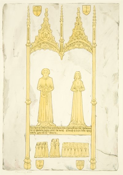 John és Johanna Jay sárgaréz a St Mary Redcliffe-ben (akvarell papíron) alkotó: Joseph Manning
