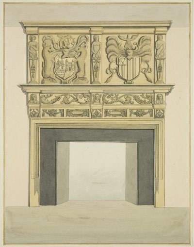 Kéménydarab Sir John Knight egykori rezidenciájában, a Temple Streeten (akvarell papíron) alkotó: Joseph Manning