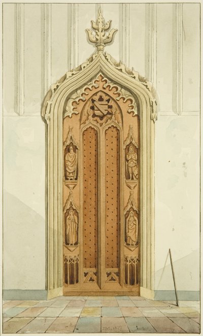 Clarke által készített ajtók a Szent Márk-oltár mindkét oldalán (akvarell papíron) alkotó: Joseph Manning