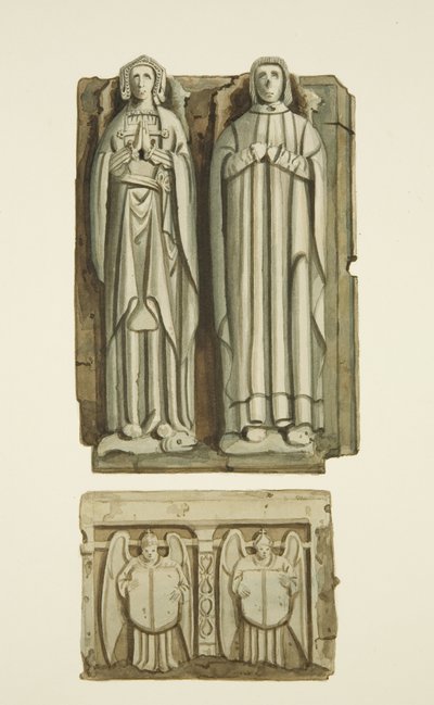 Thomas Rowley és felesége síremlékei a Szent János-templom kriptájában (akvarell papíron) alkotó: Joseph Manning