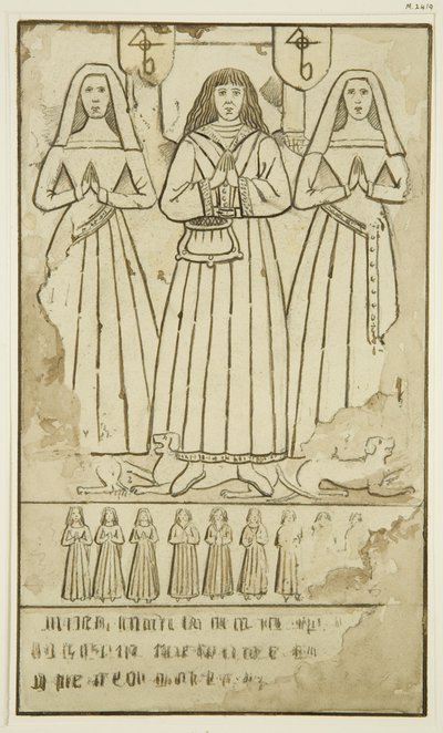 Lapos kő ismeretlen sír tetején a Szent János-templom kriptájában (akvarell papíron) alkotó: Joseph Manning