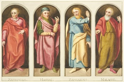 A paraván nyugati oldalára négy kisebb próféta festett, amelyek elválasztják a hajót a bristoli katedrális kórusától (akvarell papíron) alkotó: Joseph Manning