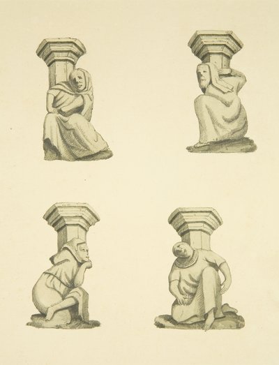 Négy rácsos St Mary Redcliffe tornyán (eredetileg alátámasztó szobrok) (akvarell papíron) alkotó: Joseph Manning