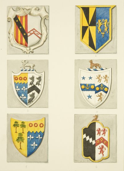 Monumentális címerek Szent Fülöpben (ceruza és akvarell papíron) alkotó: Joseph Manning