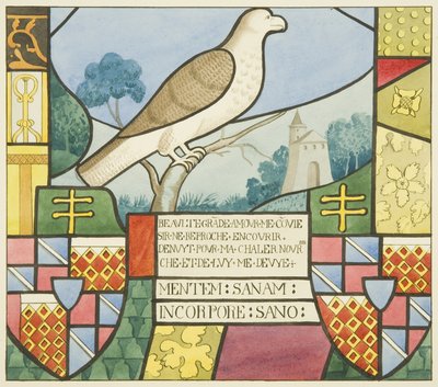 Ólomüveg a Szent Márk-templomban - heraldikai eszköz (akvarell papíron) alkotó: Joseph Manning