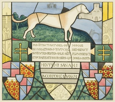 Ólomüveg a Szent Márk-templomban - heraldikai eszköz (akvarell papíron) alkotó: Joseph Manning