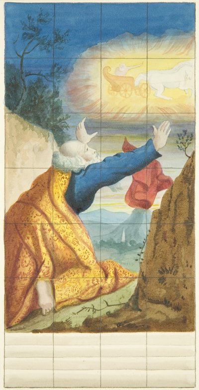 Ólomüveg ablak a bristoli katedrális északi folyosójának keleti végén Illést és Elizeust ábrázolva (akvarell papíron) alkotó: Joseph Manning