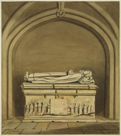 Thomas Rowley és felesége sírja a Szent János-templom kriptájában (akvarell, papír) alkotó: Joseph Manning