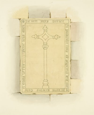 Sírkő Canynges sírja előtt a St Mary Redcliffe-ben (akvarell papíron) alkotó: Joseph Manning
