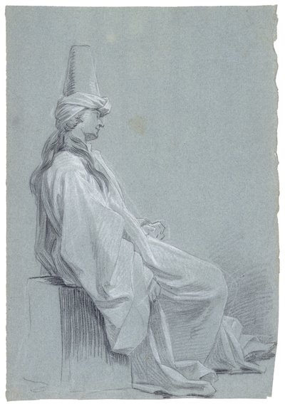 Egy fiatal férfi keleti viseletben ül, 1748 (kréta, papírra festve) alkotó: Joseph Marie Vien