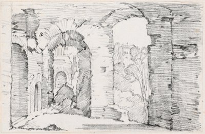 Egy romos épület boltíves átjárói alkotó: Joseph Marie Vien