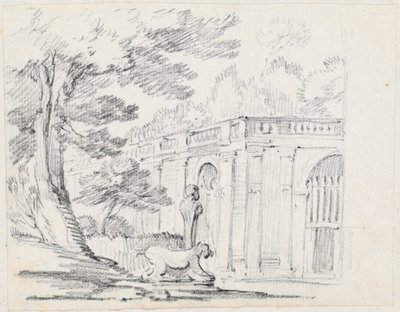 Loggia és szobor egy olasz kertben alkotó: Joseph Marie Vien
