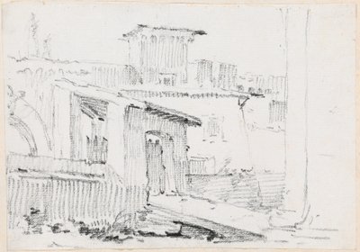 Római épületek nyitott fészerrel alkotó: Joseph Marie Vien